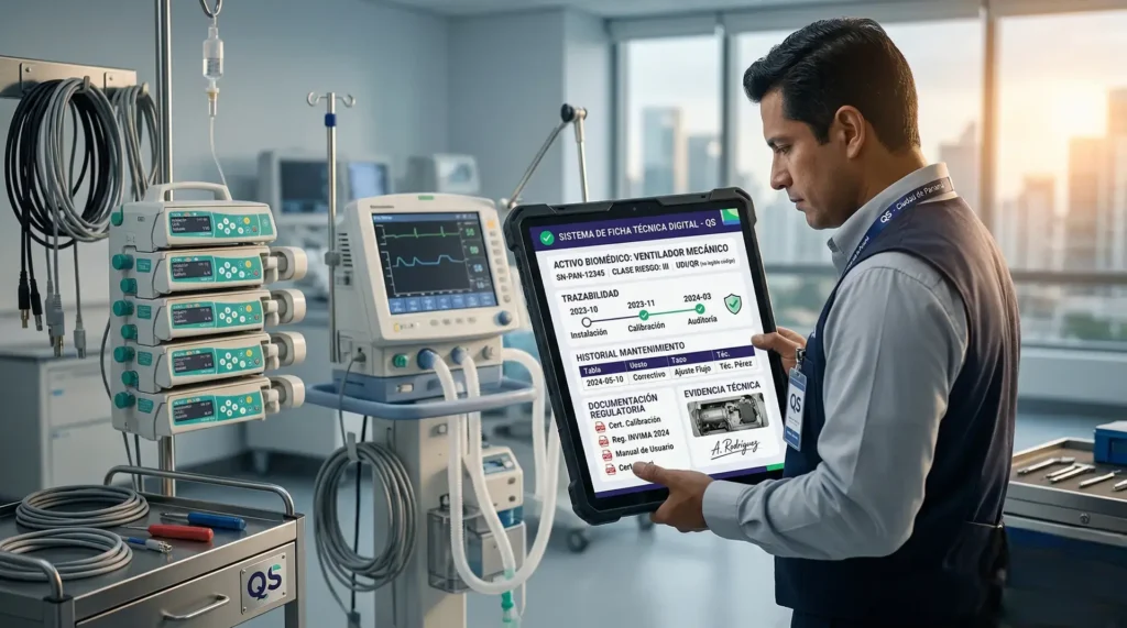 Sistema de fichas tecnicas digital para ventilador biomédico con trazabilidad, historial de mantenimiento y documentación regulatoria